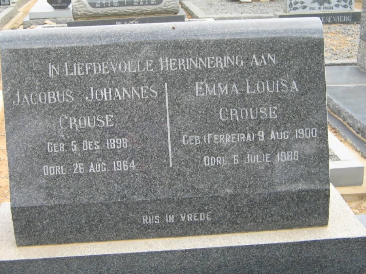 CROUSE Jacobus Johannes 1896-1964 &amp; Emma Louisa FERREIRA 1900-1988