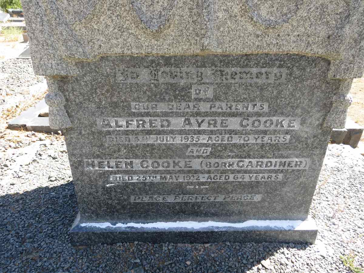COOKE Alfred Ayre -1935 & Helen GARDINER -1932