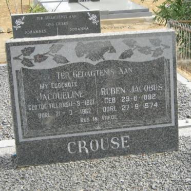 CROUSE Ruben Jacobus 1892-1974 &amp; Jacqueline DE VILLIERS 1901-1962