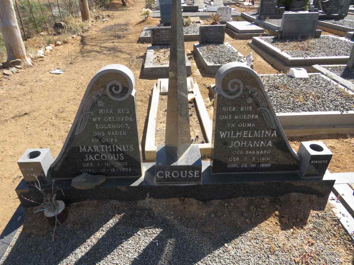 CROUSE Marthinus Jacobus 1905-1983 & Wilhelmina Johanna BARNARD 1910-1995