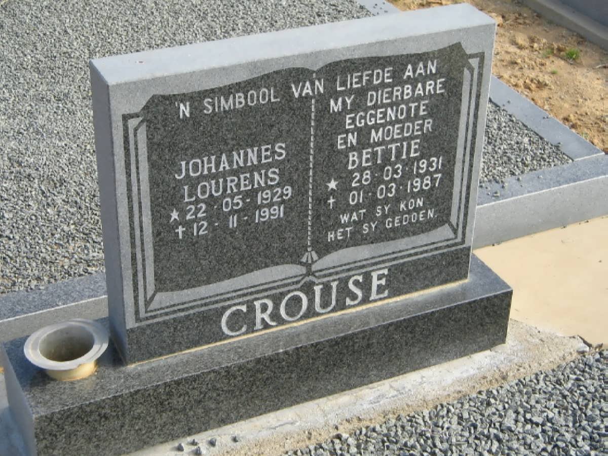 CROUSE Johannes Lourens 1929-1991 &amp; Bettie 1931-1987