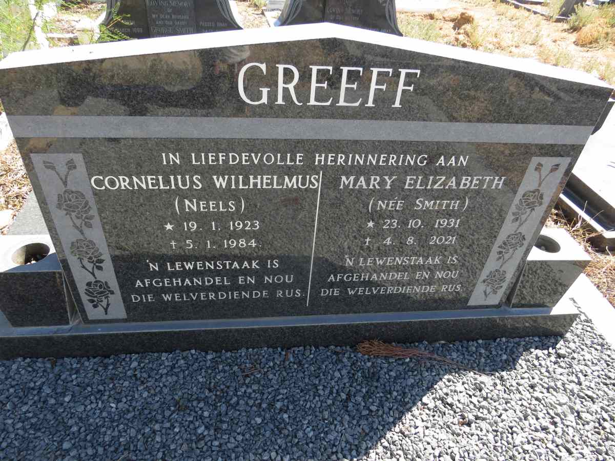 GREEFF Cornelius Wilhelmus 1923-1984 & Mary Elizabeth SMITH 1931-2021
