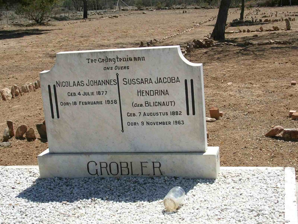 GROBLER Nicolaas  Johannes 1877-1958 &amp; Sussara Jacoba Hendrina BLIGNAUT 1882-1963