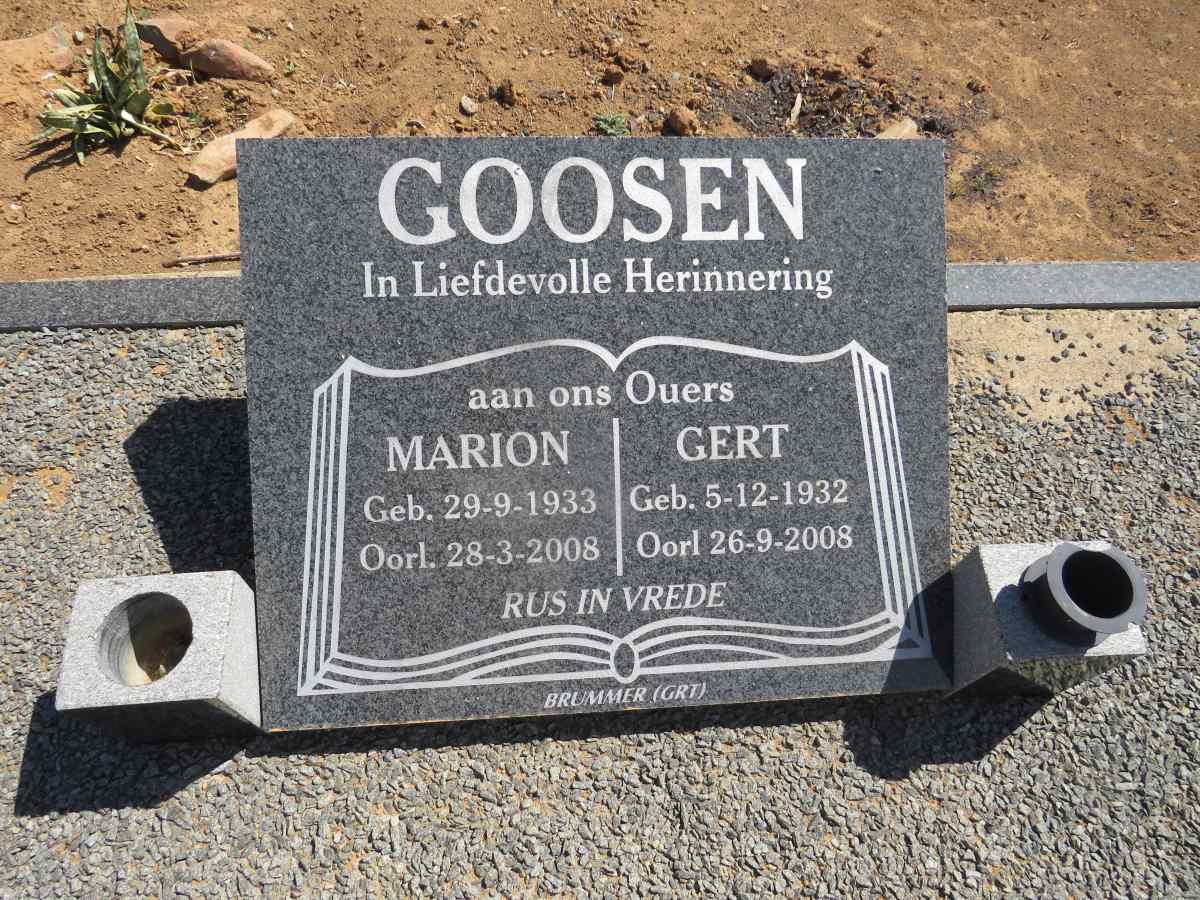 GOOSEN Gert 1932-2008 & Marion 1933-2008