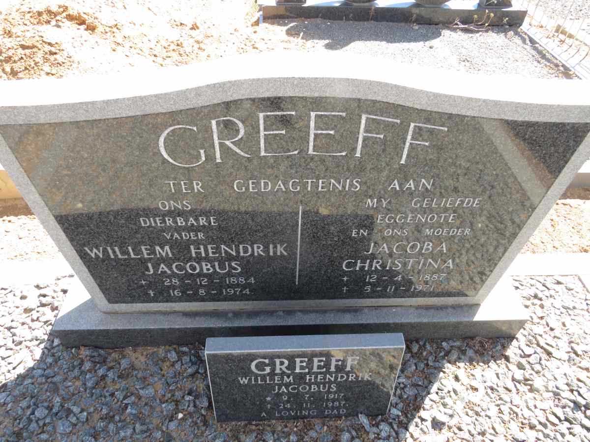 GREEFF Willem Hendrik Jacobus 1884-1974 & Jacoba Christina 1887-1971 :: GREEFF Willem Hendrik Jacobus 1917-1987
