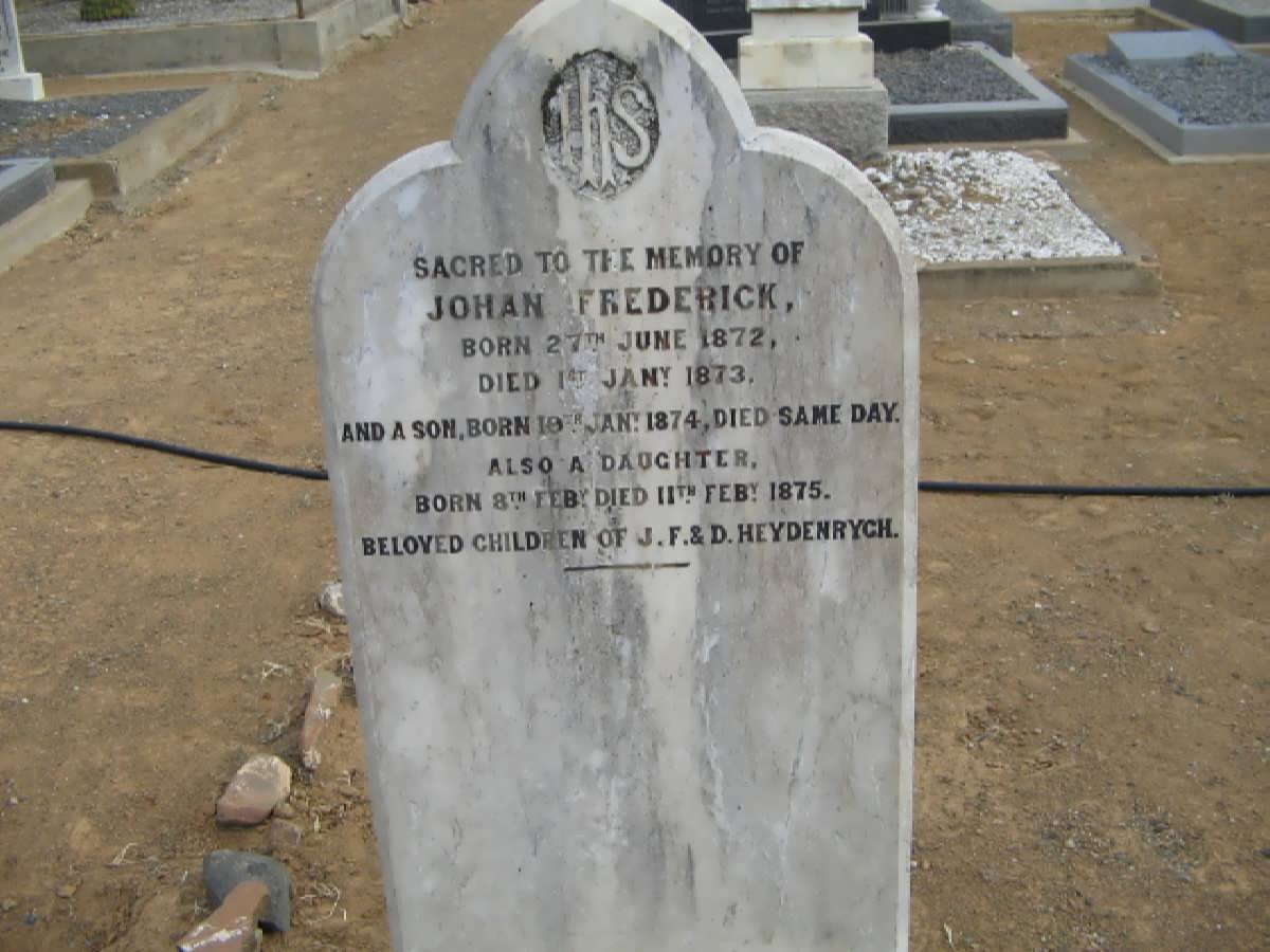 HEYDENRYCH Johan Frederick 1872-1872 :: HEYDENRYCH ? 1874-1874 :: HEYDENRYCH ? 1875-1875