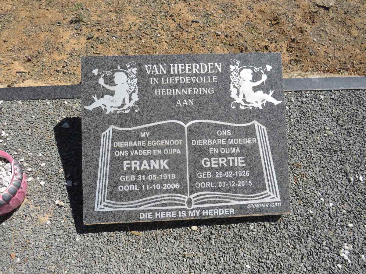 HEERDEN Frank, van 1919-2006 & Gerty 1926-2015