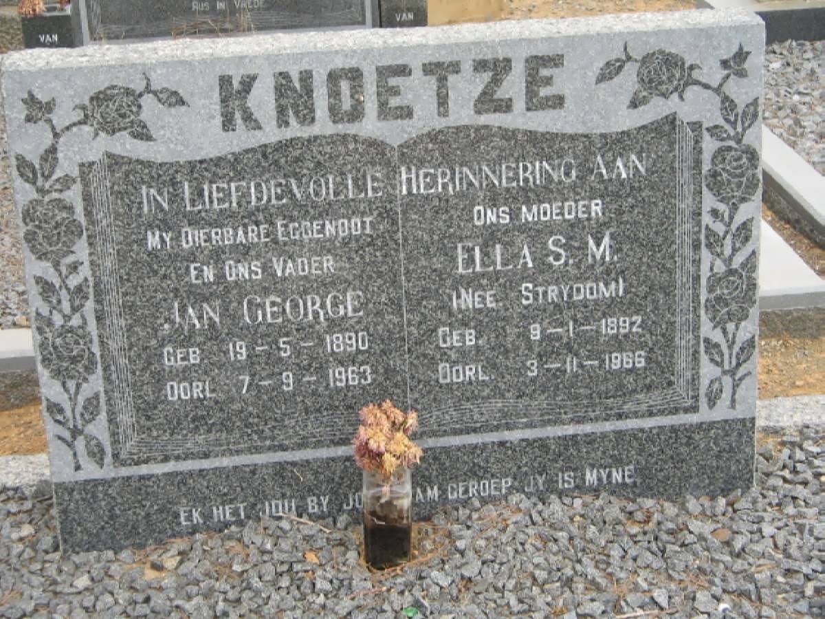 KNOETZE Jan George 1890-1963 &amp; Ella S.M. STRYDOM 1892-1966