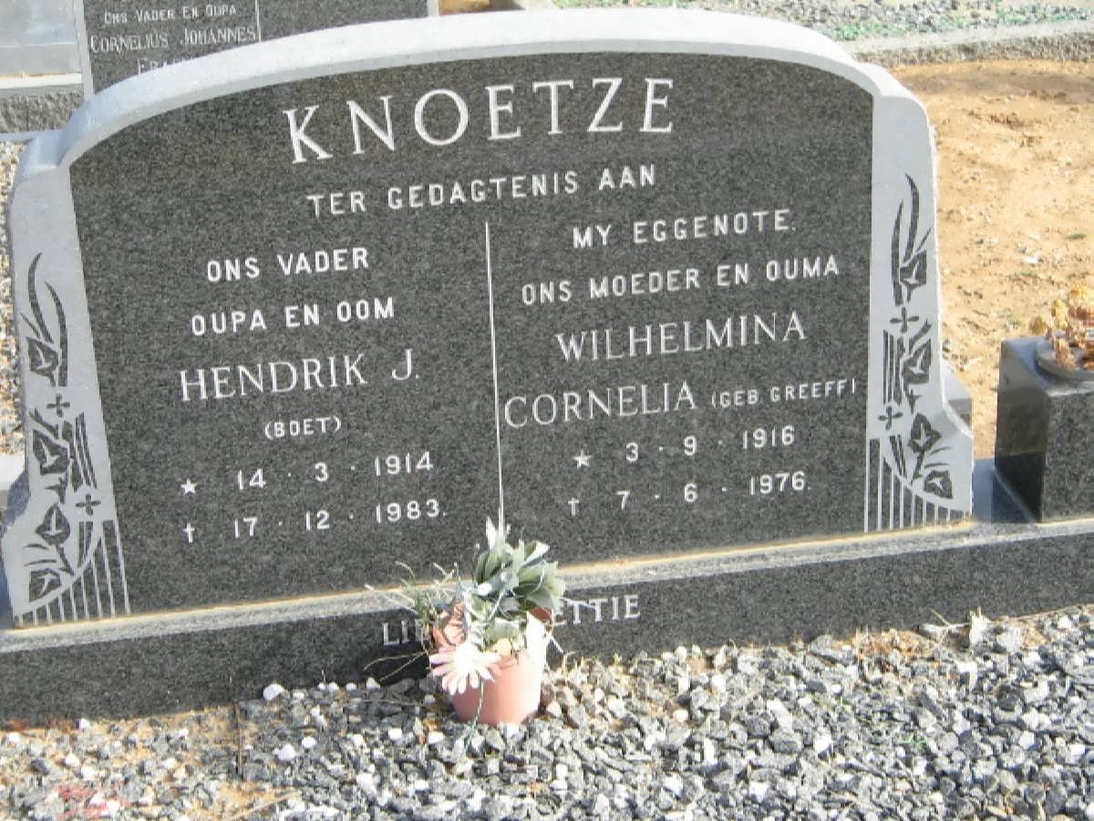 KNOETZE Hendrik J. 1914-1983 &amp; Wilhelmina Cornelia GREEFF 1916-1976