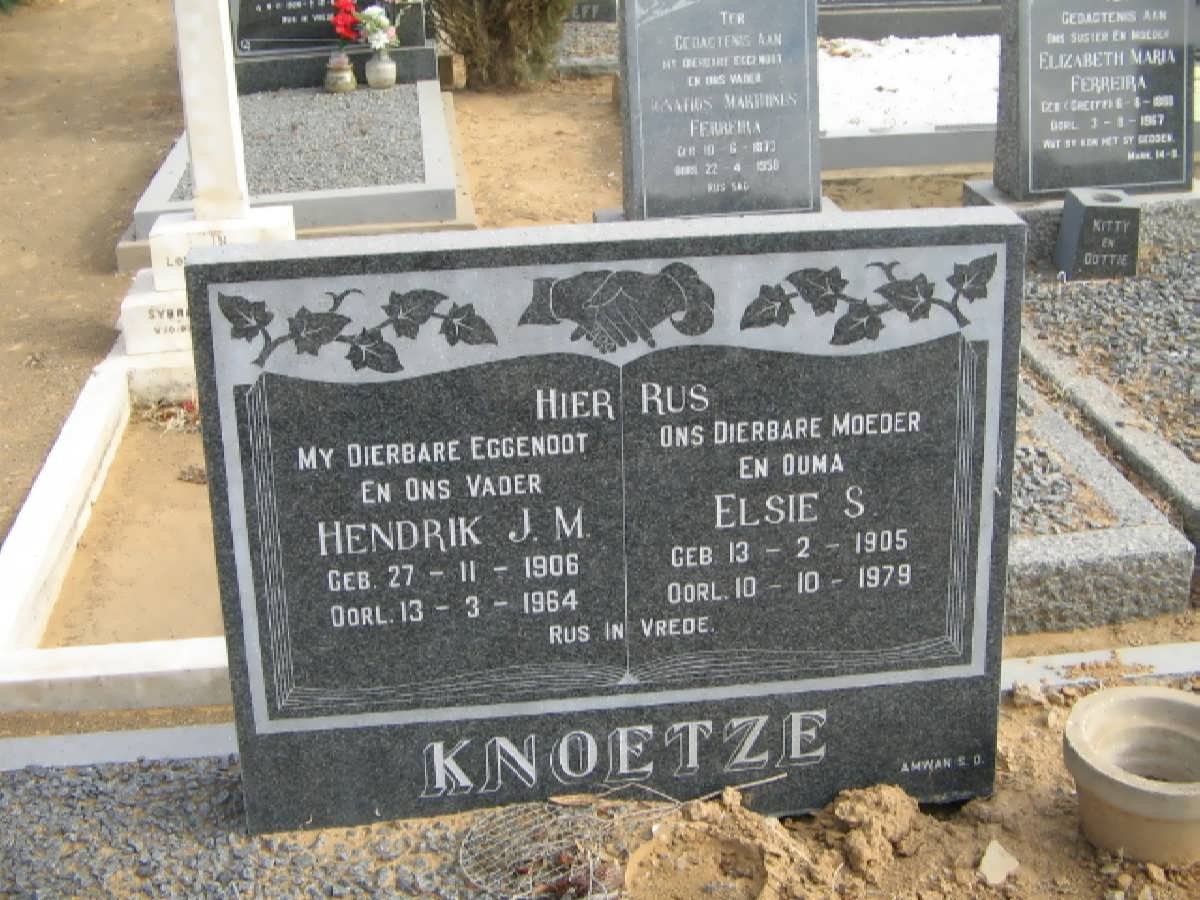 KNOETZE Hendrik J.M. 1906-1964 &amp; Elsie S. 1905-1979