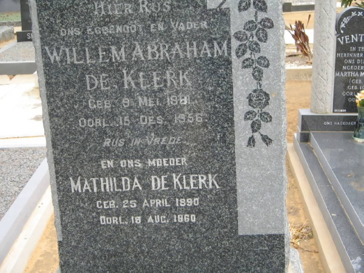 KLERK Willem Abrahm, de 1881-1956 &amp; Matilda 1890-1960