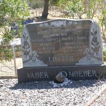 LOTTER Mathys Johannes Petrus 1876-1958 &amp; Machtild Maria Magdelena 1862-1958