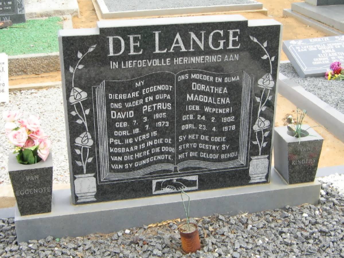 LANGE David Petrus, de 1905-1973 &amp; Dorathea Magdalena WEPENER 1902-1978