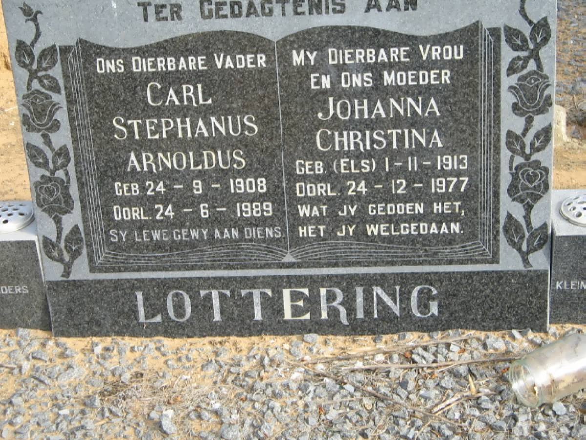 LOTTERING Carl Stephanus Arnoldus 1908-1989 &amp; Johanna Christina ELS 1913-1977