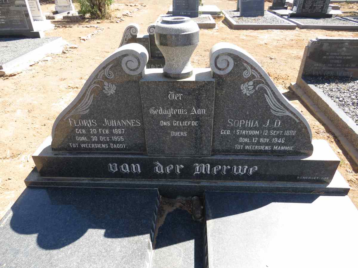 MERWE Floris Johannes, van der 1887-1955 & Sophia J.D. STRYDOM 1888-1946