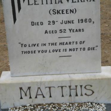 MATTHIS Letitia nee SKEEN -1960