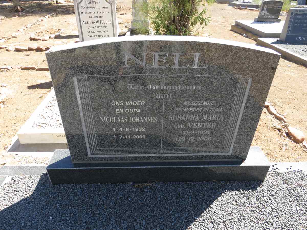 NELL Nicolaas Johannes 1932-2009 & Susanna Maria VENTER 1931-2000
