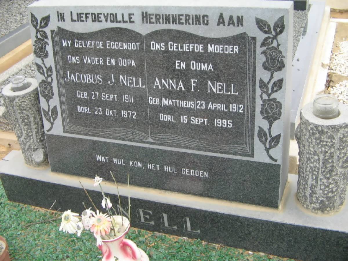 NELL Jacobus J. 1911-1972 &amp; Anna F. MATTHEUS 1912-1995