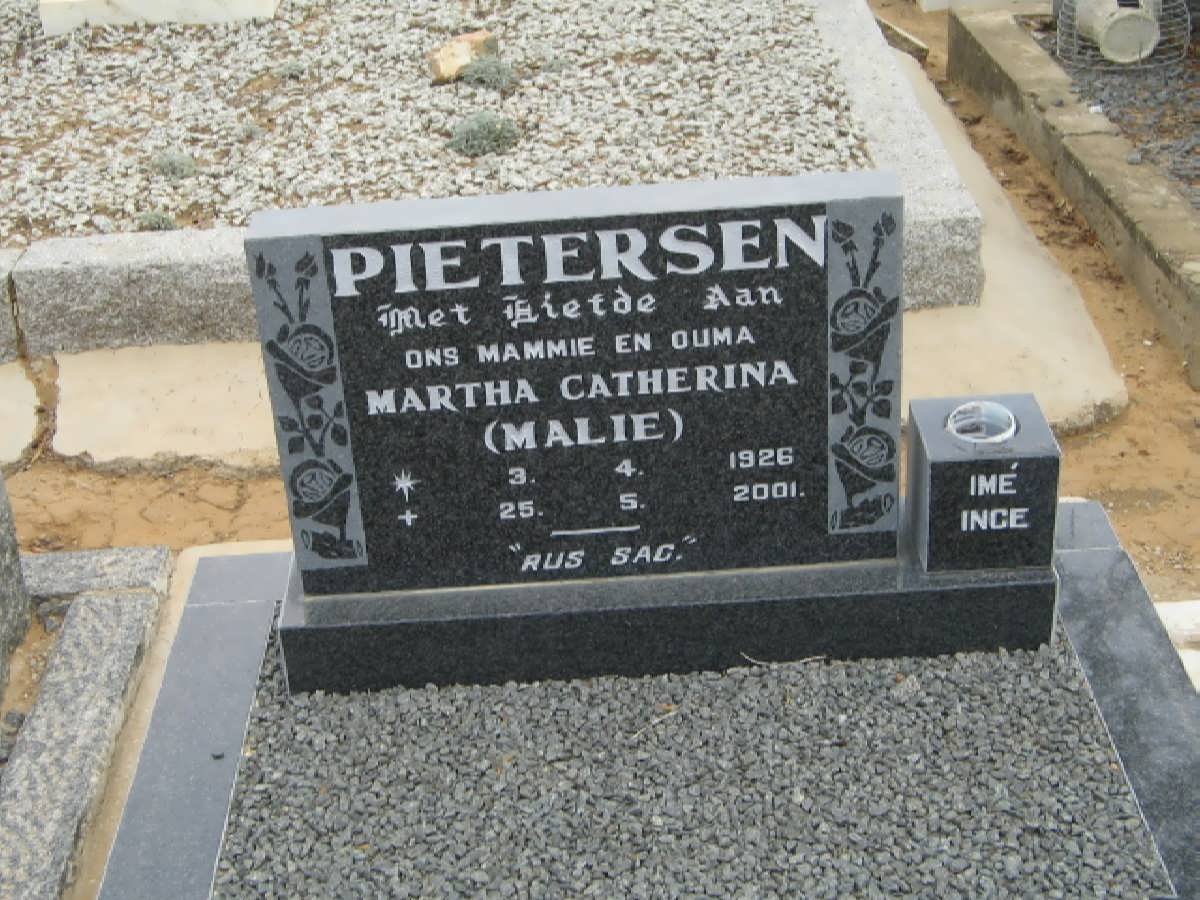 PIETERSEN Martha Catherina 1926-2001