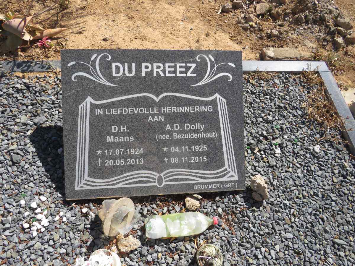 PREEZ D.H., du 1924-2013 & A.D. BEZUIDENHOUT 1925-2015