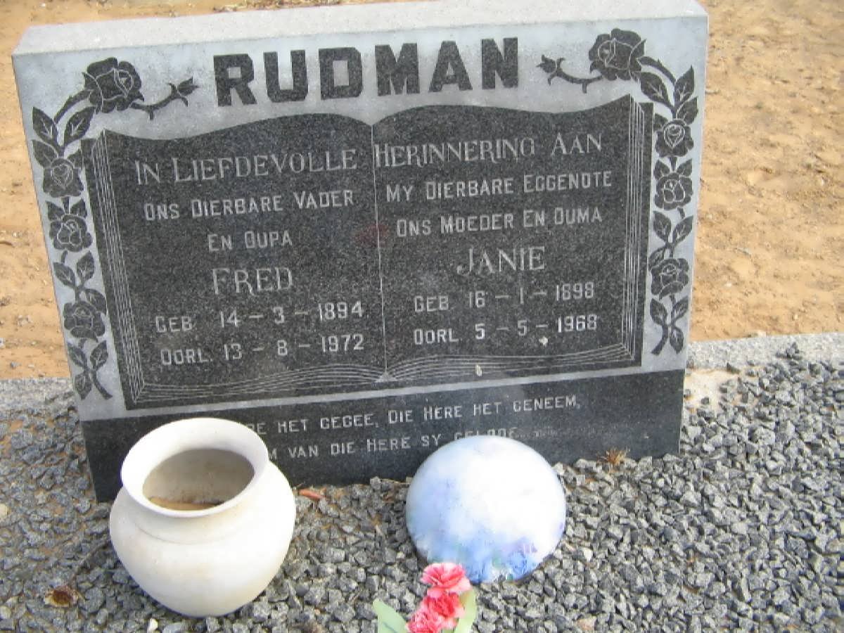 RUDMAN Fred 1894-1972 &amp; Janie 1898-1968