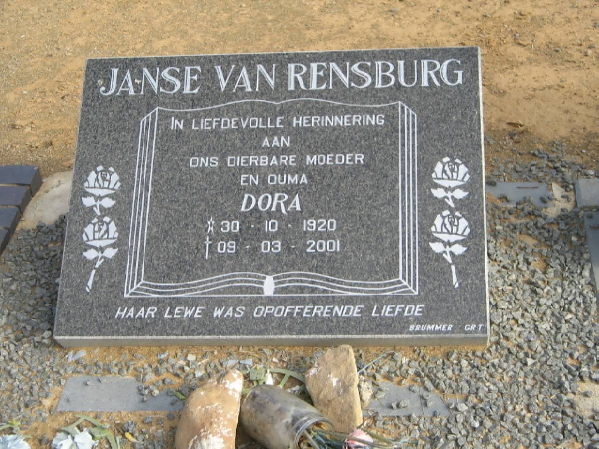 RENSBURG Dora, Janse van 1920-2001