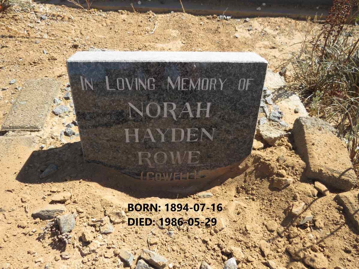 ROWE Norah Hayden nee COWELL 1894-1986