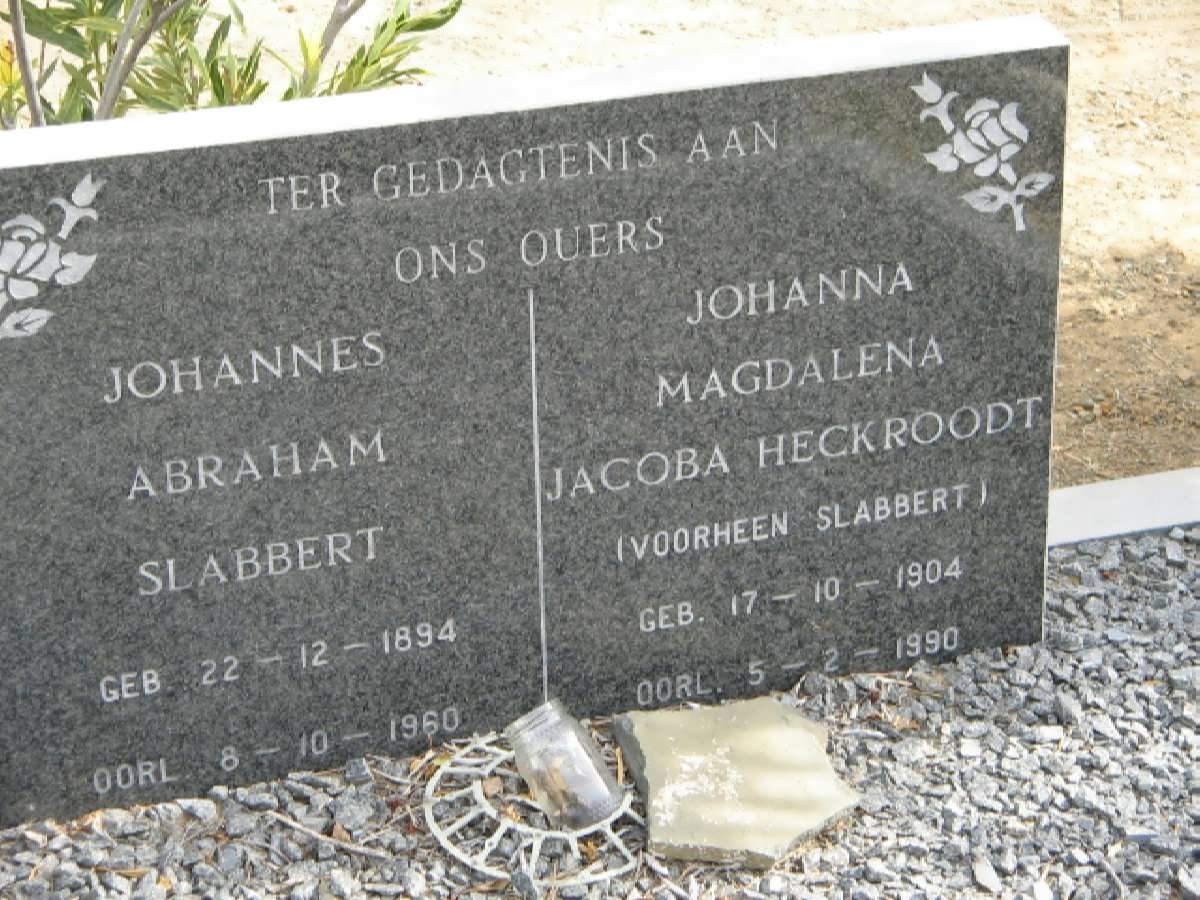 SLABBERT Johannes Abraham 1894-1960 &amp; Johanna Magdalena HECKROODT 1904-1990
