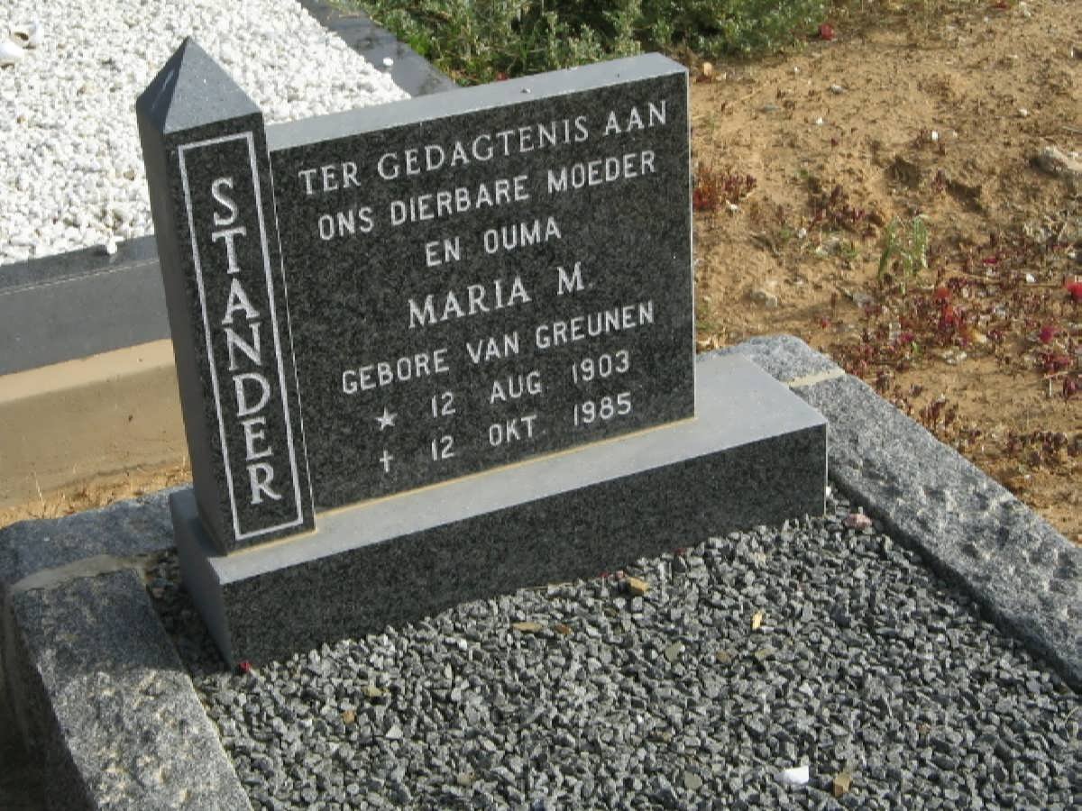 STANDER Maria M. nee van GREUNEN 1903-1985