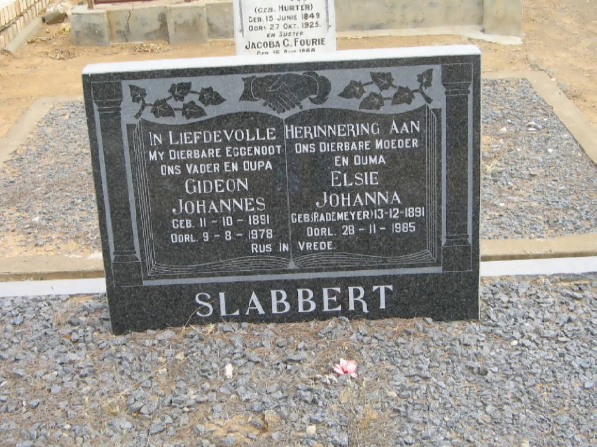 SLABBERT Gideon Johannes 1891-1978 &amp; Elsie Johanna RADEMEYER 1891-1985