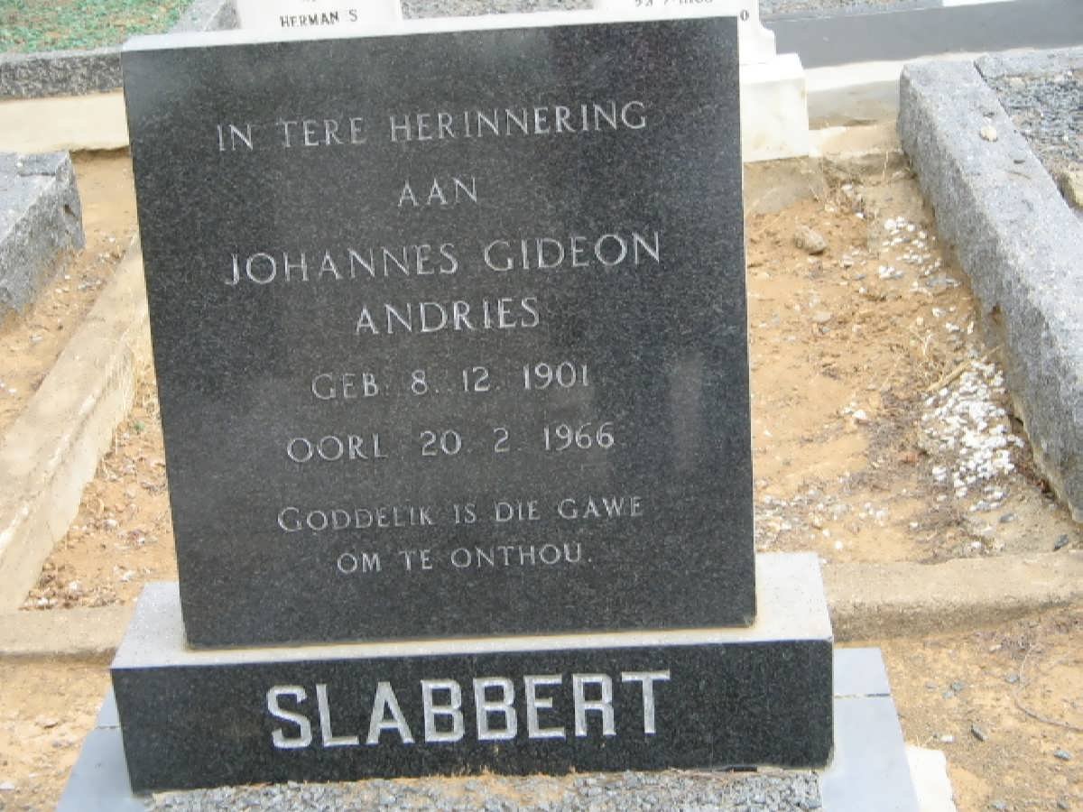 SLABBERT Johannes Gideon Andries 1901-1966