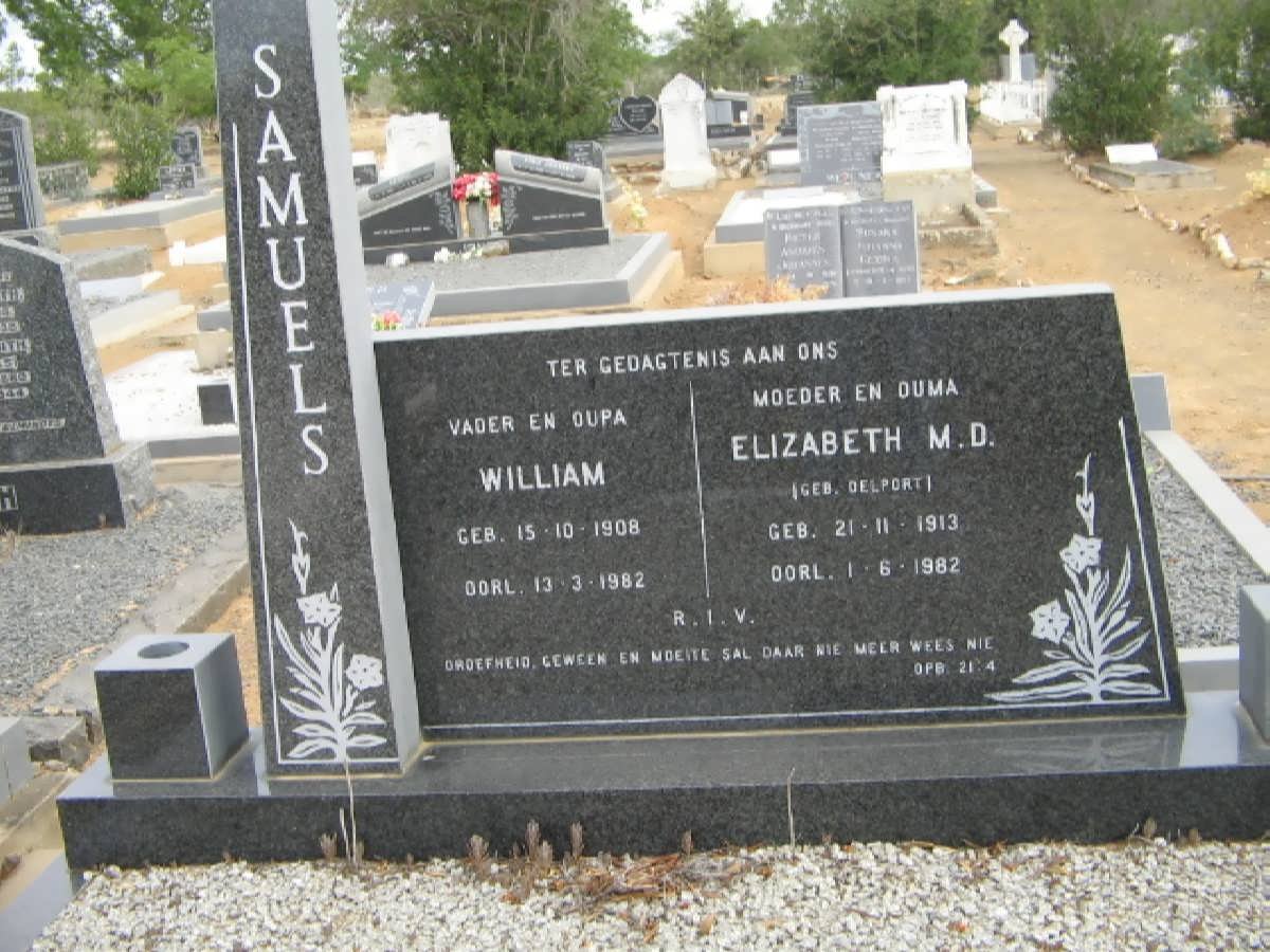 SAMUELS William 1908-1982 &amp; Elizabeth M.D. DELPORT 1913-1982