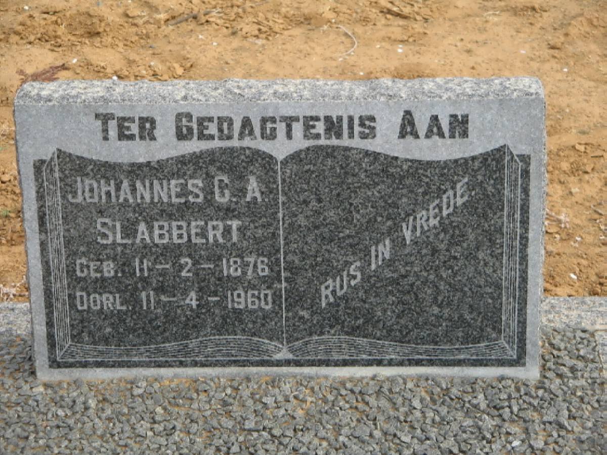 SLABBERT Johannes G.A. 1876-1960