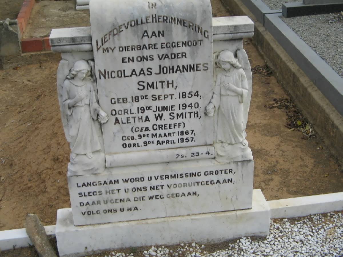 SMITH Nicolaas Johannes 1854-1940 &amp; Aletha W. GREEFF 1867-1957
