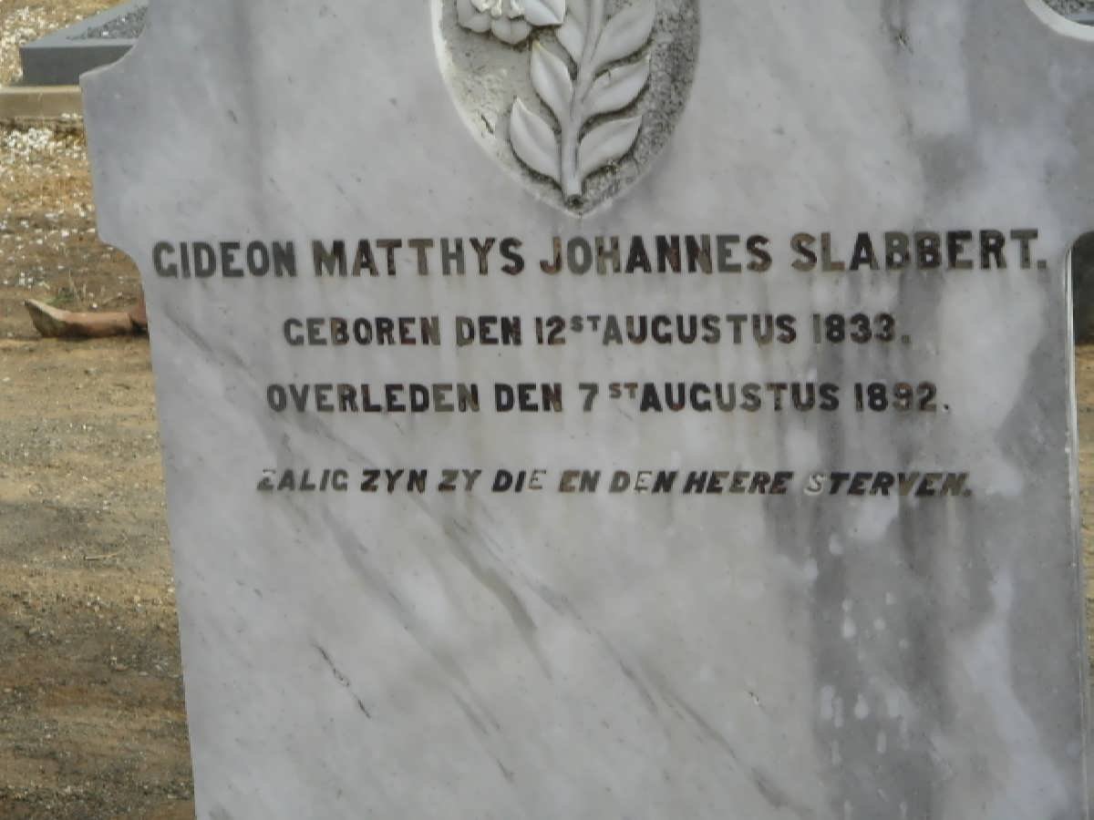 SLABBERT Gideon Matthys Johannes 1833-1892