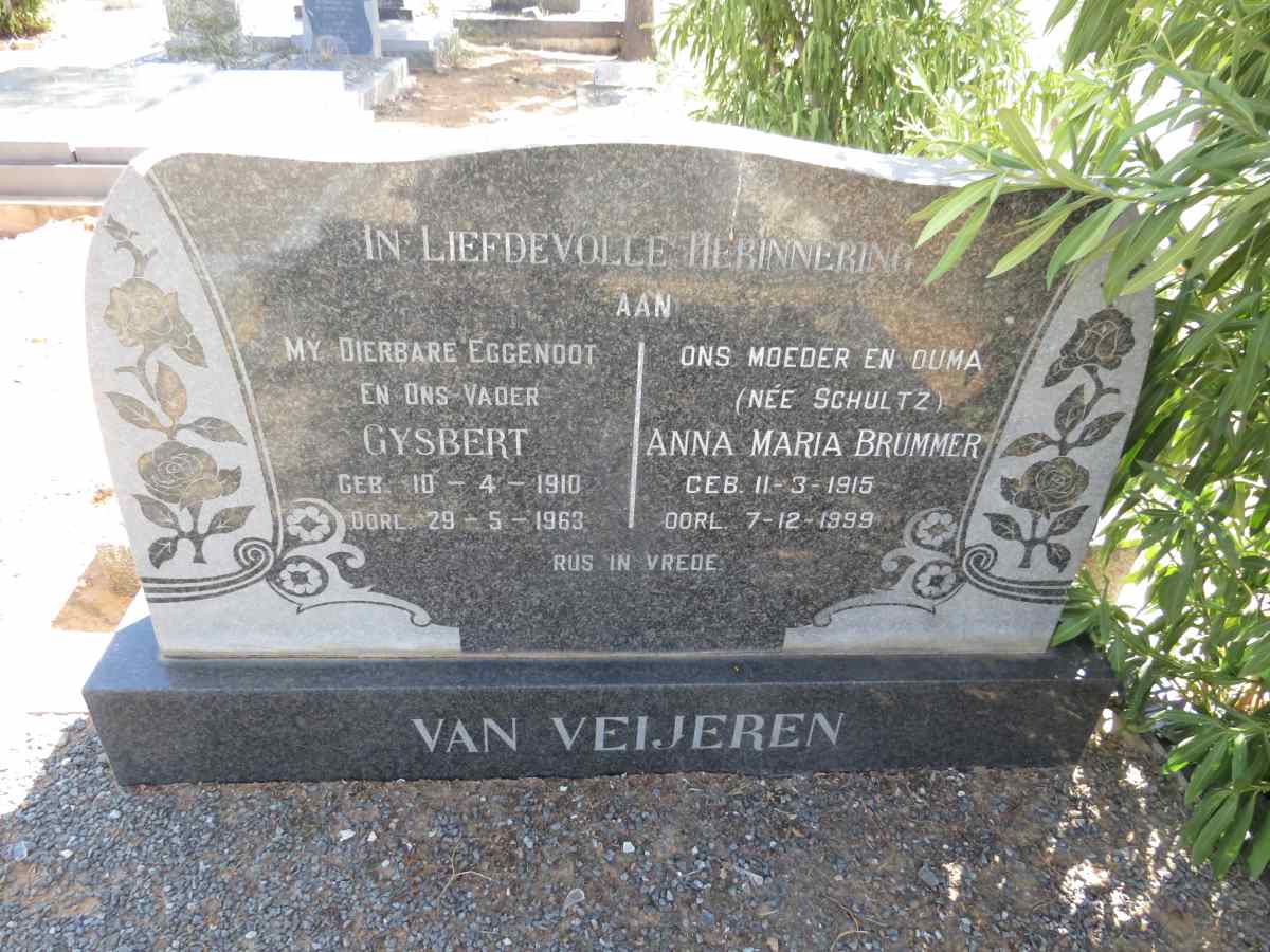 VEIJEREN Gysbert, van 1910-1963 & Anna Maria Brummer SCHULTZ 1915-1999
