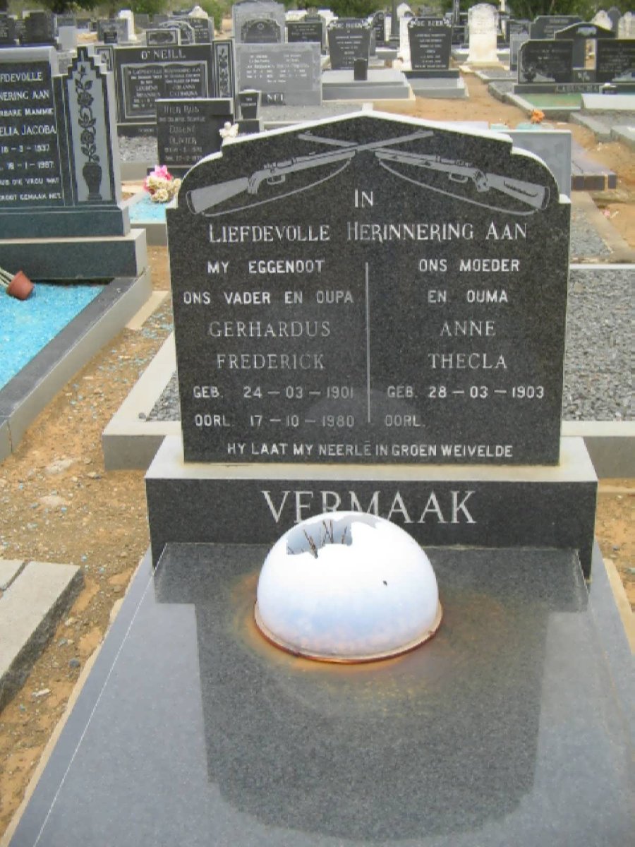 VERMAAK Gerhardus Frederick 1901-1980 &amp; Anna Thecla 1903-