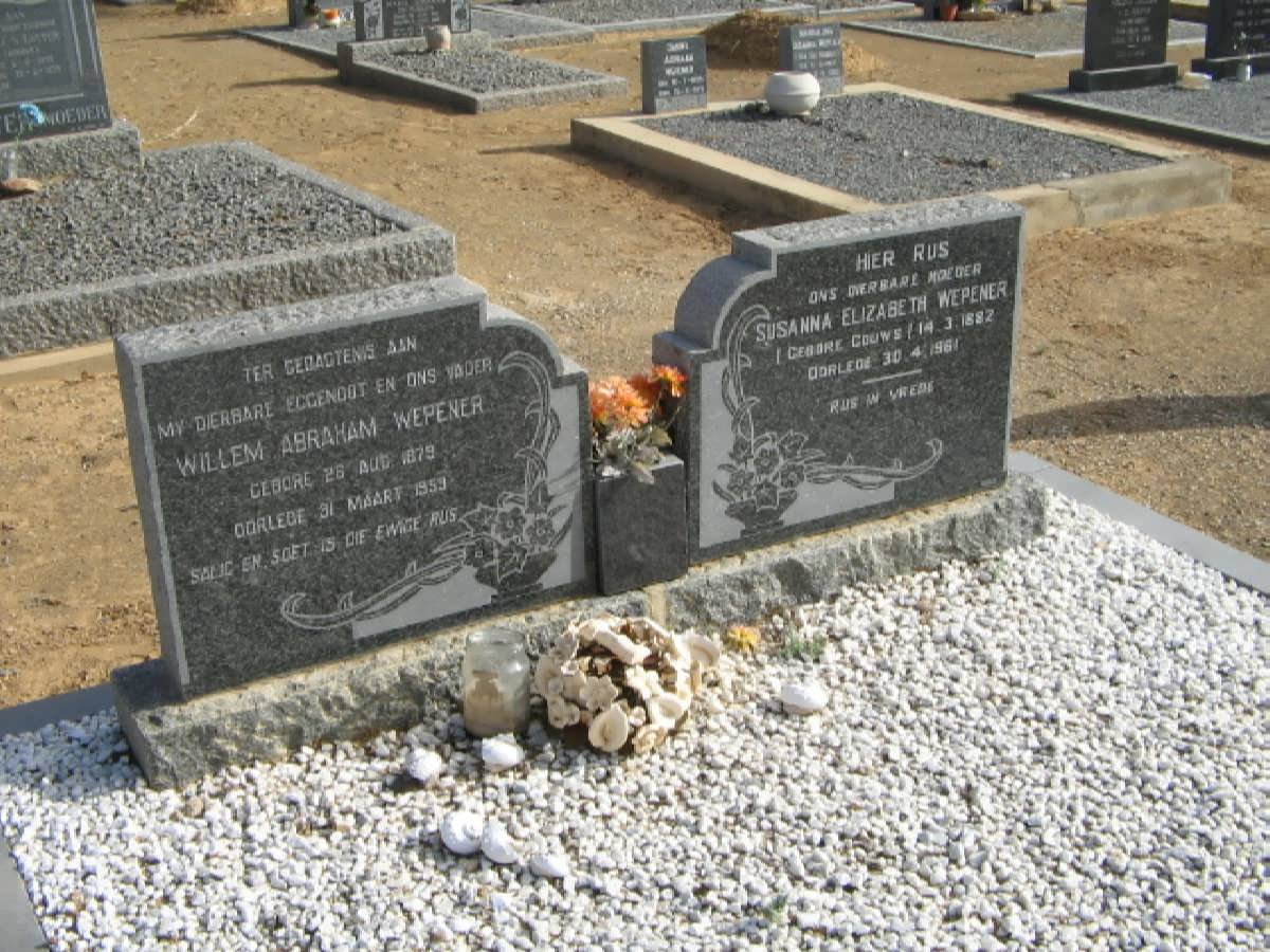 WEPENER Willem Abraham 1879-1953 &amp; Susanna Elizabeth GOUWS 1882-1961