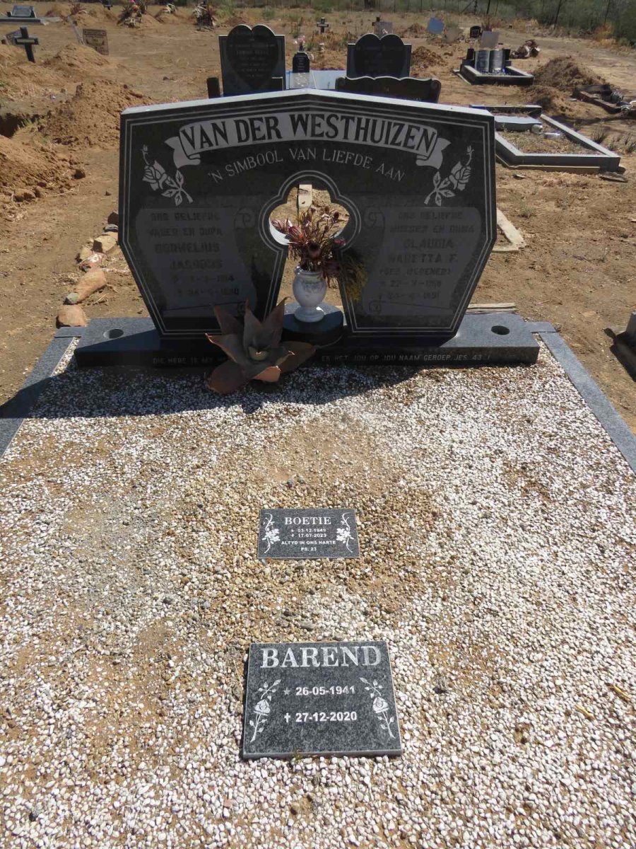 WESTHUIZEN Cornelius Jacobus 1914-1990 & Claudia Maretta F. WEPENER 1916-1991 :: ? Barend 1941-2020 :: ? Boetie 1949-2023_1