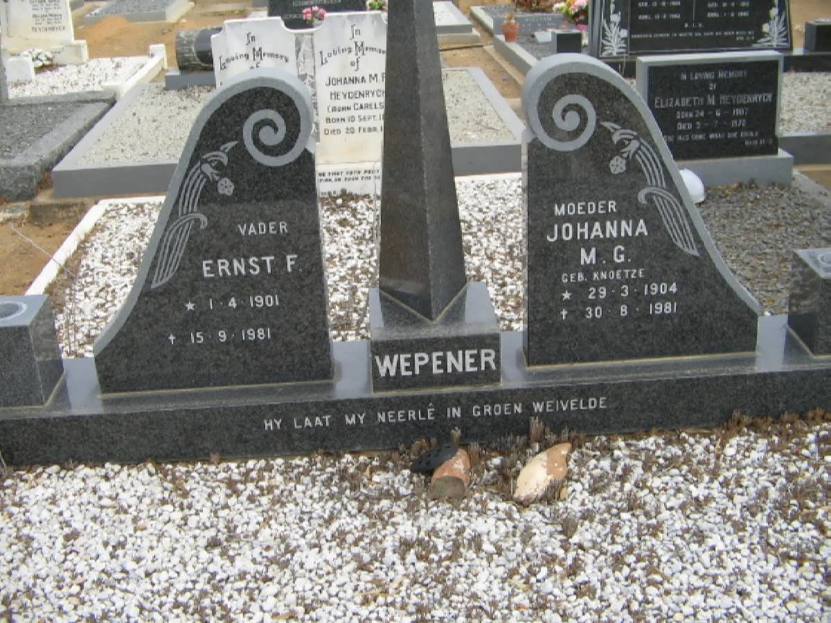 WEPENER Ernst F. 1901-1981 &amp; Johanna M.G. 1904-1981