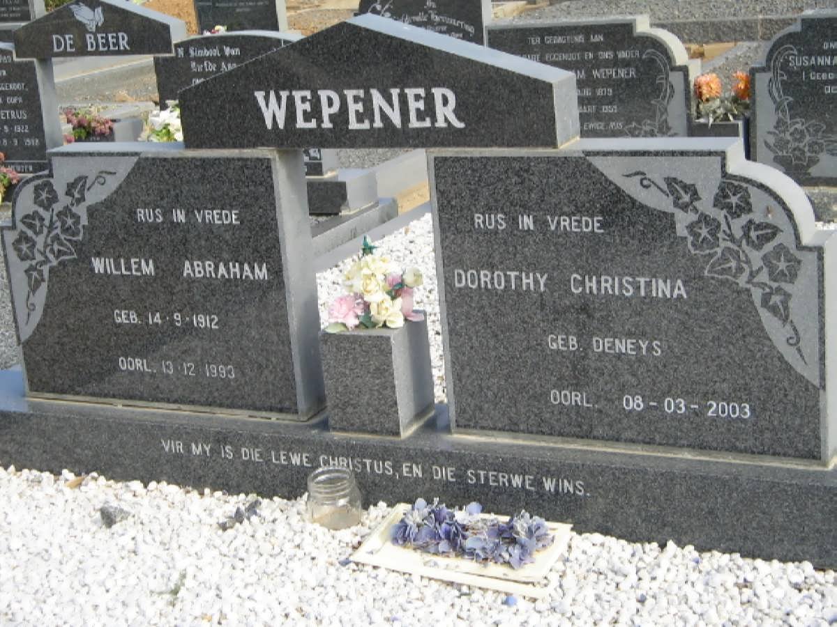 WEPENER Willem Abraham 1912-1993 &amp; Dorothy Christina DENEYS -2003