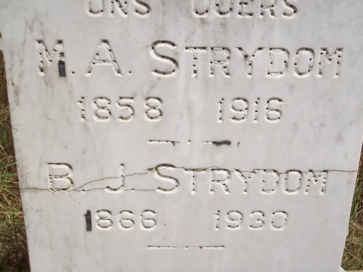 STRYDOM M.A. 1858-1916 &amp; B.J. 1866-1930