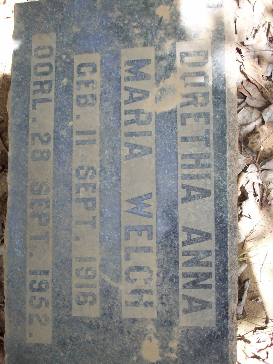 WELCH Dorethia Anna Maria 1916-1952