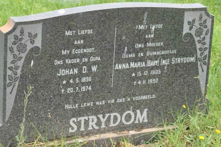 STRYDOM Johan D.W. 1896-1974 &amp; Anna Maria STRYDOM 1905-1992