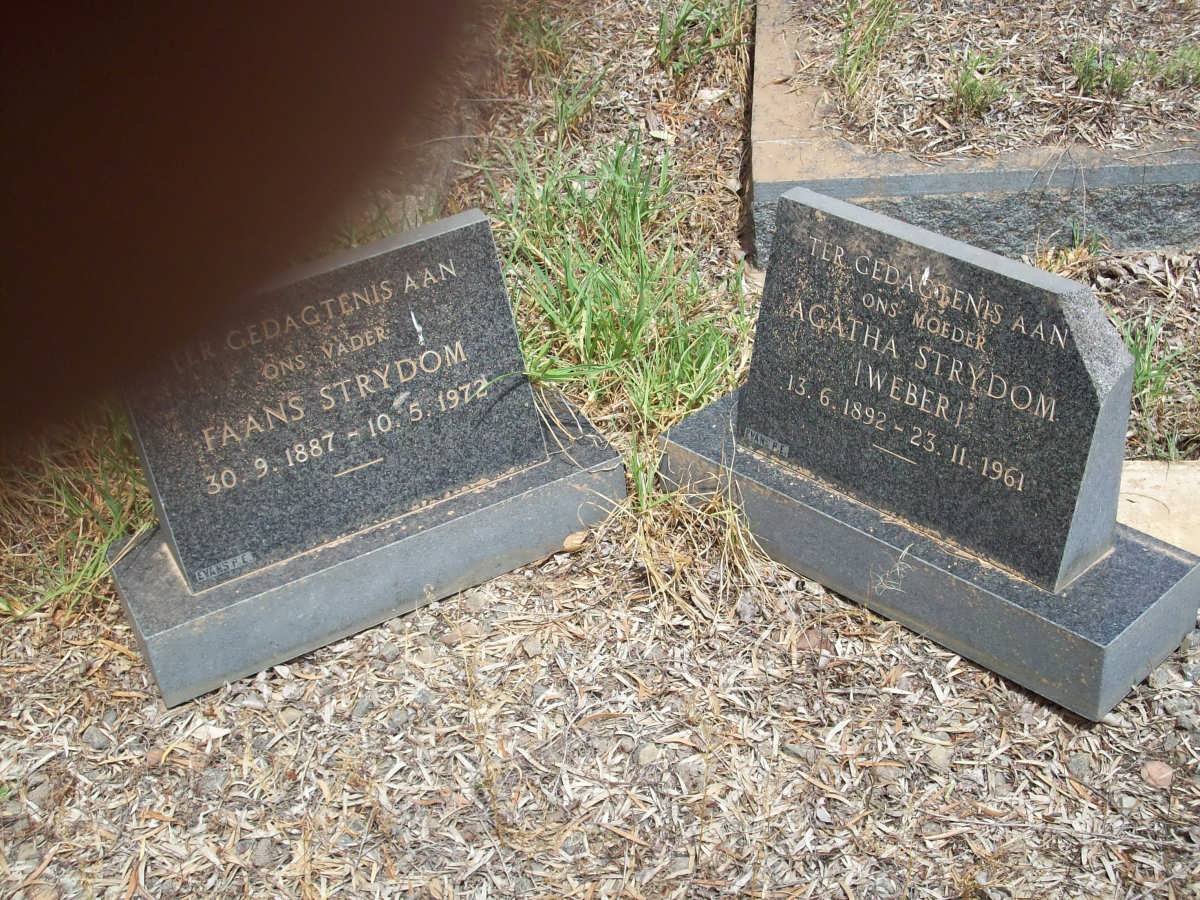 STRYDOM Faans 1887-1972 &amp; Agatha WEBER 1892-1961