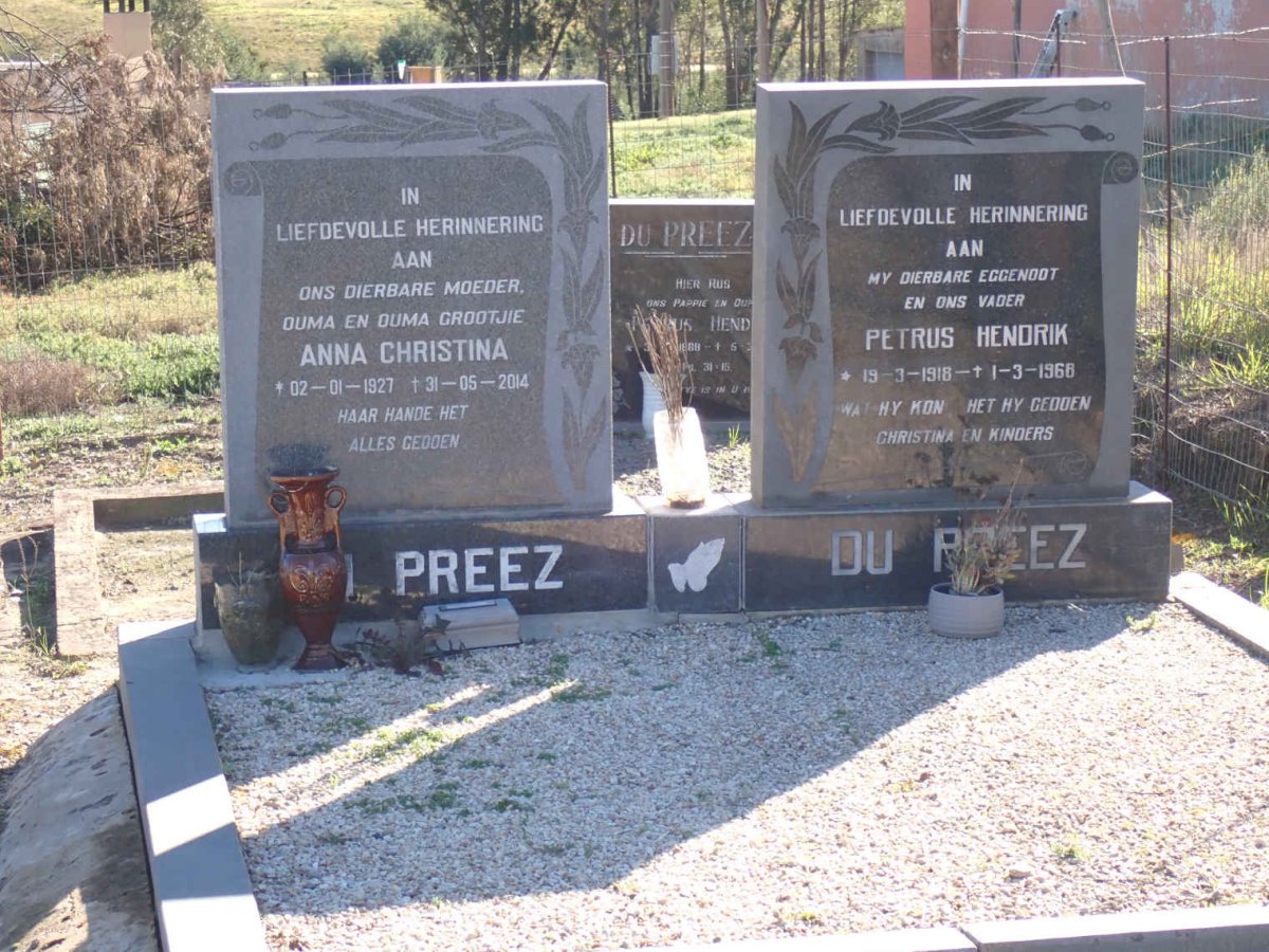 PREEZ Petrus Hendrik, du 1918-1968 & Anna Christina 1927-2014