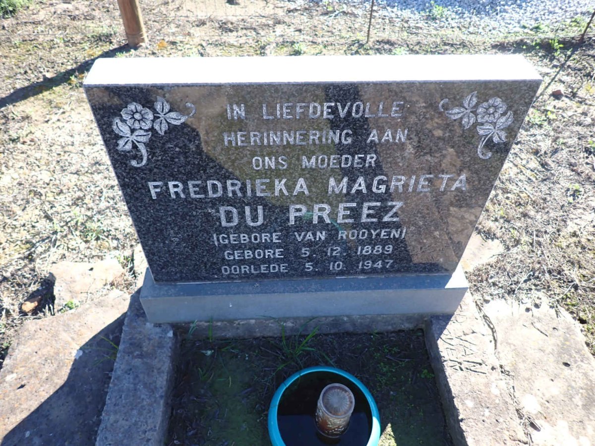 PREEZ Fredrieka Magrietha, du nee VAN ROOYEN 1889-1947