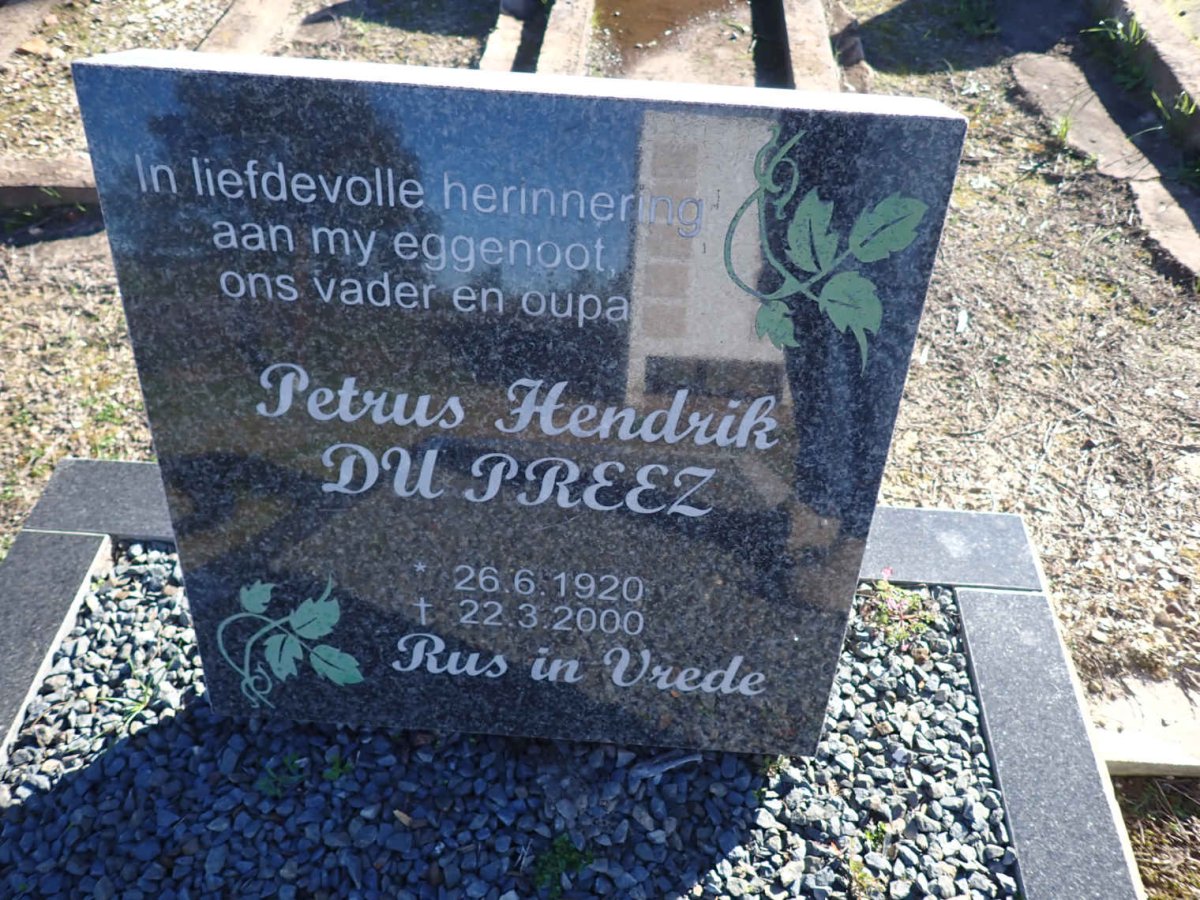 PREEZ Petrus Hendrik, du 1920-2000