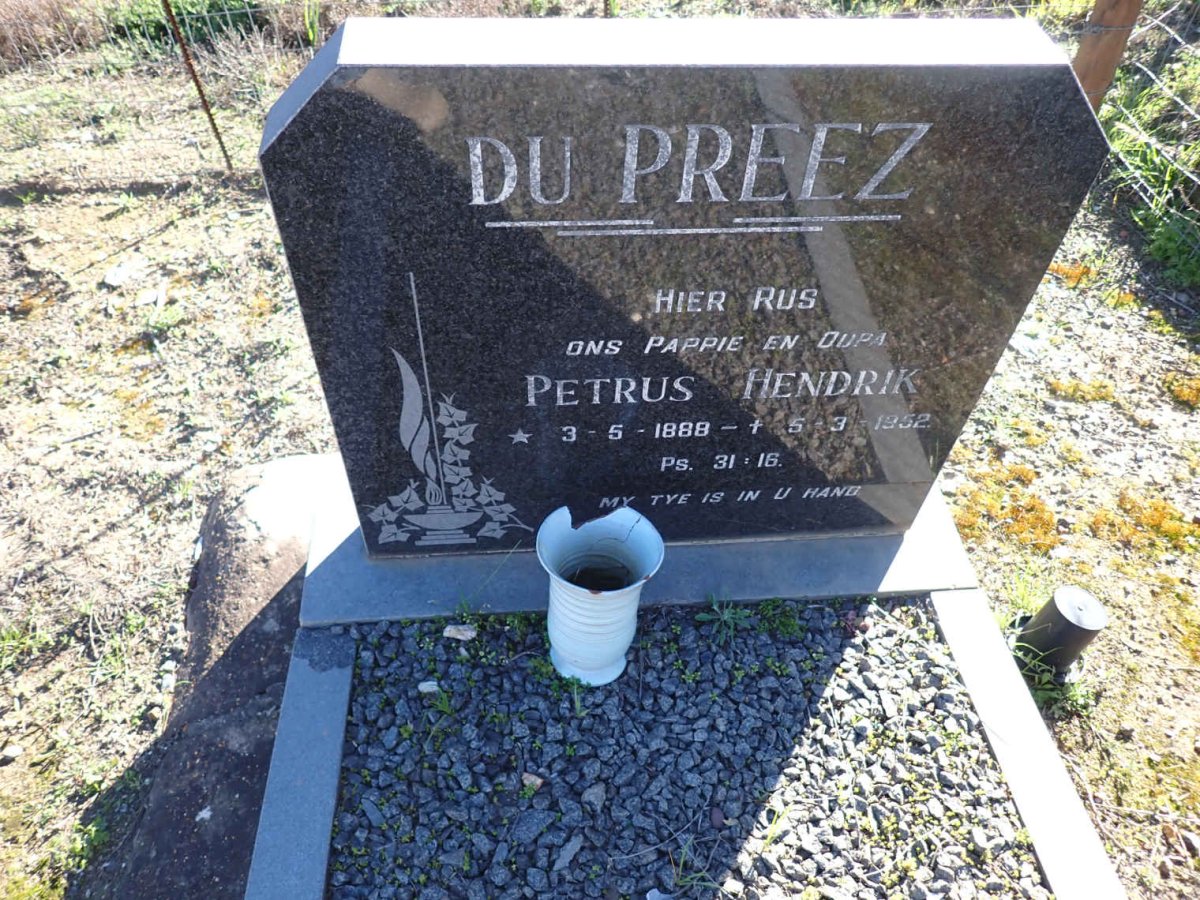 PREEZ Petrus Hendrik, du 1888-1852