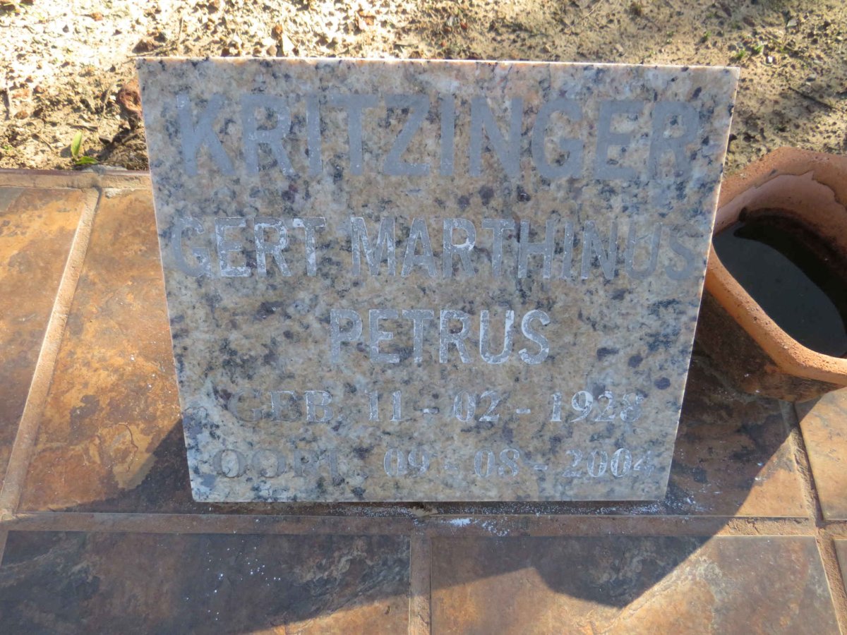 KRITZINGER Gert Marthinus 1928-2004